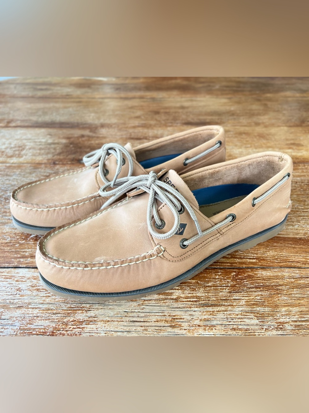 Sperry Leeward 2-Eye Leather Boat Shoes Mens Size 10M Sahara Top Sider Like New